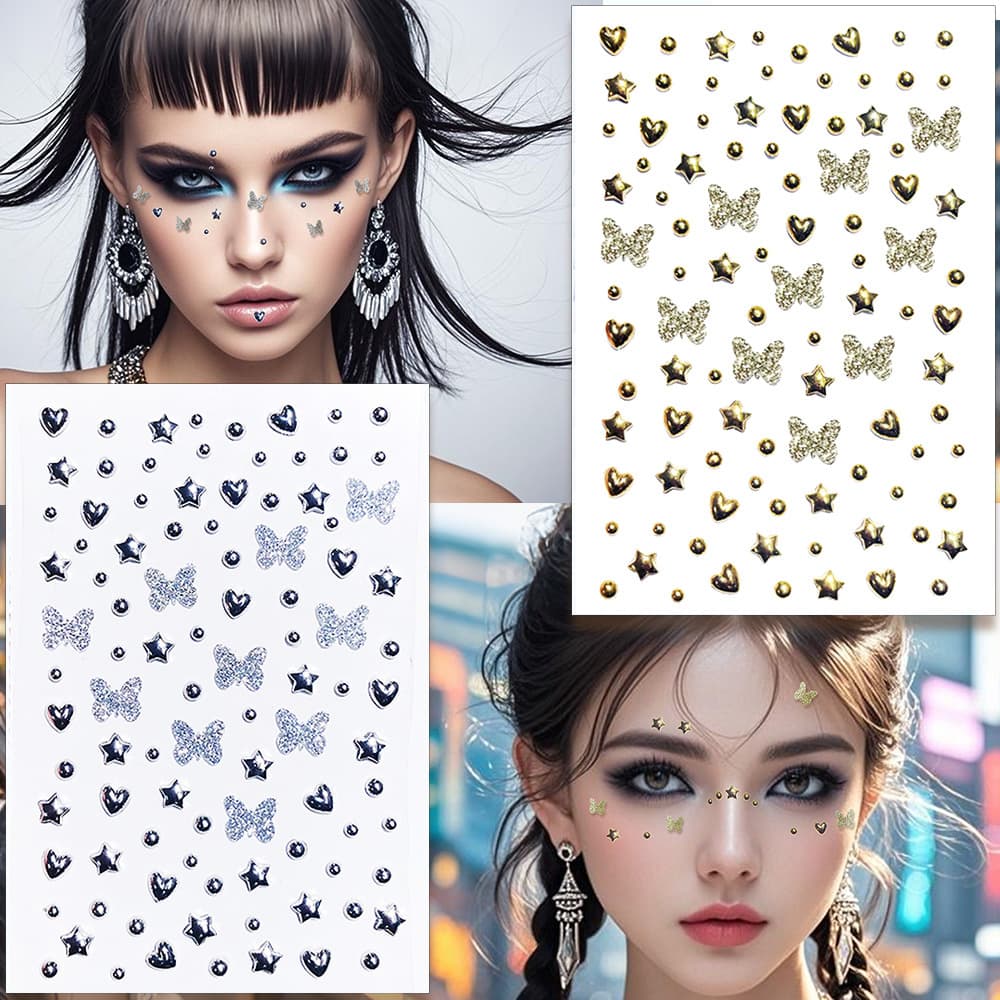 Edgy Lip Studs Eyebrow Studs Hollow Butterfly Silver Plated Butterfly Acrylic Pearl Studs Electroplated Metallic Color DIY Silver