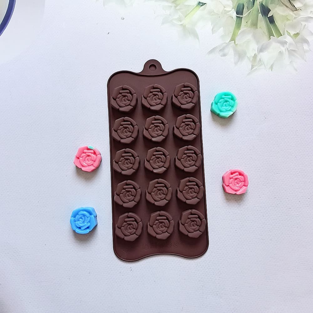 15-Cavity 3D Rose Chocolate 679 Silicone Mold Candy Pudding Dessert Mold Cake Baking Tool