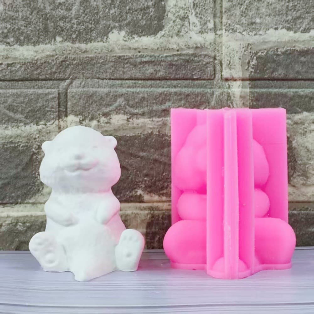 Seated Otter Mold Ornament Candle Plaster DIY Plaster Ornament Candlestick Silicone Mold W1040