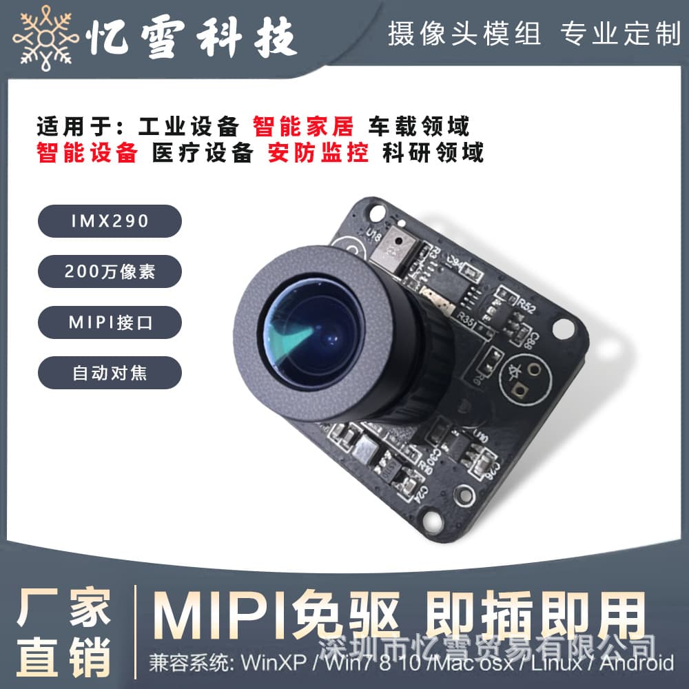 Factory Raspberry Pi IMX290 Camera Module, 2 Megapixels, Fixed Focus, Starlight-Level Sensor