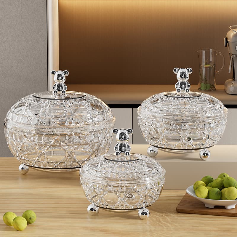 Transparent Candy Jar, Home Dried Fruit Snack Container, Moisture-Proof European Style with Lid Sugar Jar, Fruit Salad Bowl Storage Jar, Wholesale