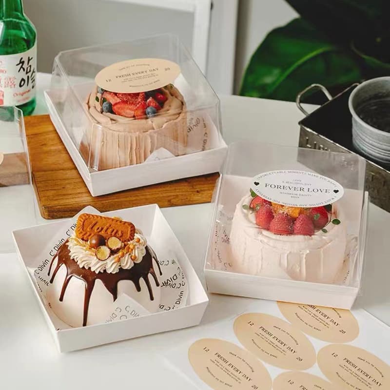 Takeout Packaging 4-Inch 5-Inch Cake Box Dessert Towel Roll 4-Inch Small Cake Transparent Sandwich Packaging Box