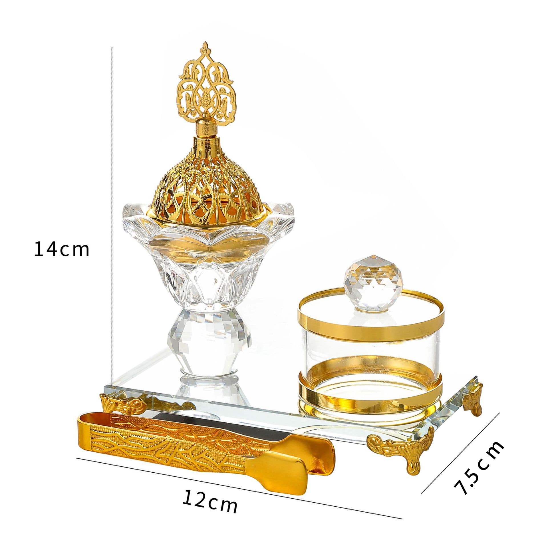 Creative Arabic Crystal Incense Burner with Clip, Middle Eastern Party Dual-Use Candle Holder, Festive Decorative Ornament, Incense Holder