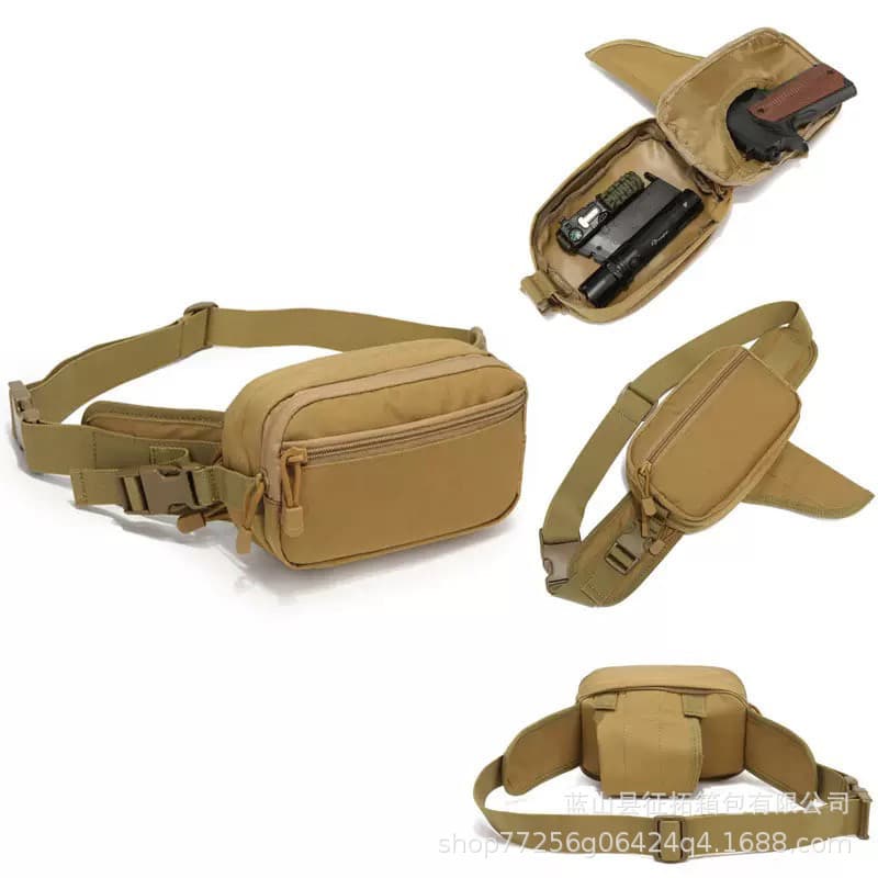 Outdoor tactical waist bag multi-function hidden holster portable nylon belt bag mountaineering riding accessory bag 1000D