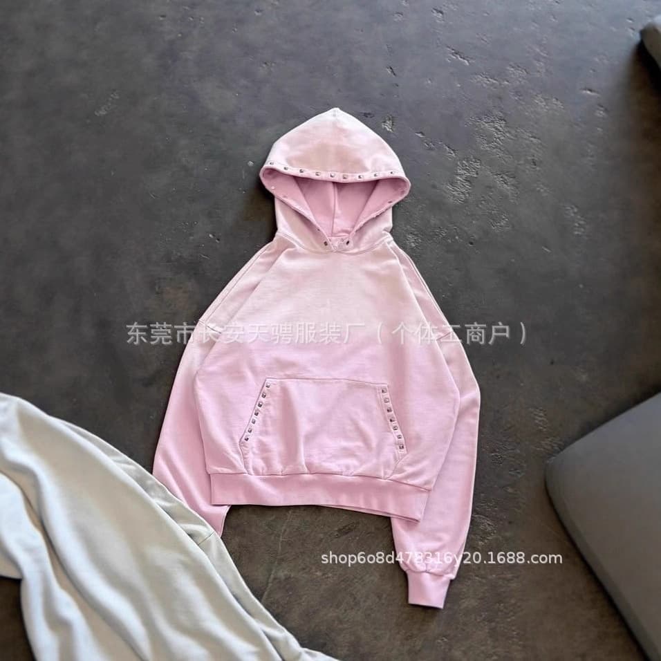 Overseas direct sales 2025 American style washed long-sleeved hooded sweatshirt loose casual design high street personalized design jacket