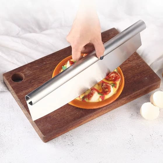 Stainless Steel Dough Cutter, Long Dough Semicircle Crimped Cutter, Pizza Slicer Cutter, Dough Knife for Home Use