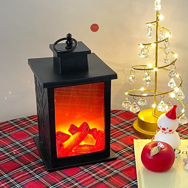 Christmas Retro Real Flame Fireplace Lamp Homestay Winter Electronic Atmosphere Light Room Desktop Decoration Christmas Decor