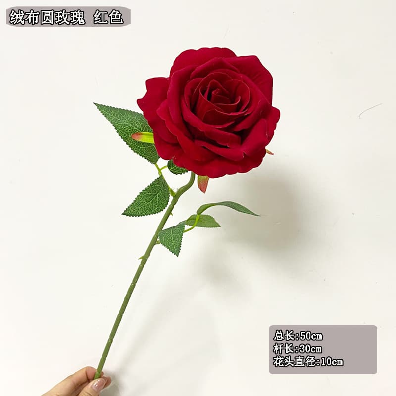 Simulated velvet material rose 2024 popular waterfall style red horn rose high quality single rose