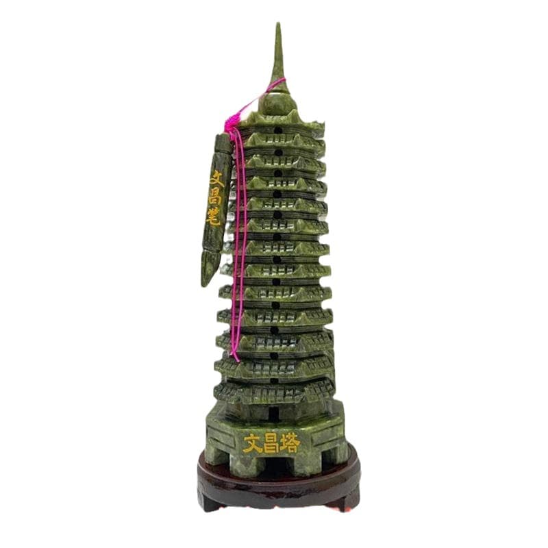 Green Jade Wenchang Pagoda Ornament Natural Jade Stone Nine 9-layer Thirteen 13-layer Desk Office Gift Craft Item