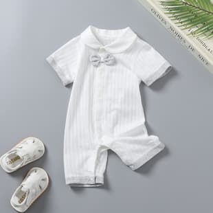 Baby Summer Romper, Lightweight Seamless Newborn Crawling Suit, Short Sleeve Outfit for Boys & Girls