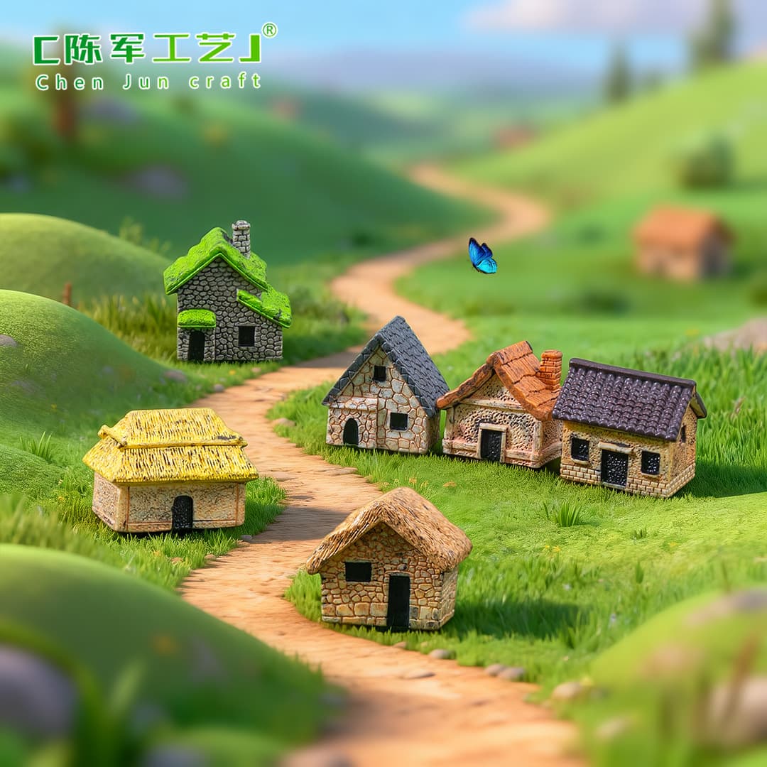 Micro landscape creative retro country thatched house ecological bottle diy decoration accessories mini desktop small ornaments