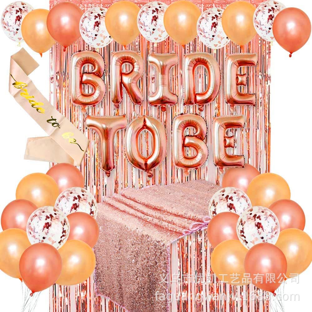 Rose Gold Bride to be Bride Shower Decoration Bachelorette Party Decoration Rose Rain Silk Curtain Confetti Balloon