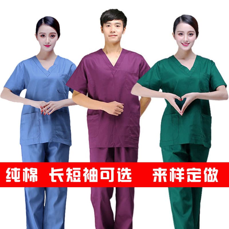 Scrub Suit Long/Short Sleeve Thick Set Female Doctor Uniform Cotton Male Surgeon Beauty Hospital Nurse Workwear