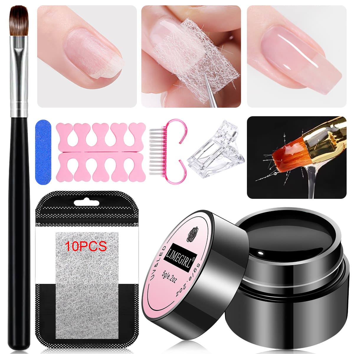 Fiberglass Nail Gel Manicure Fiber Base Gel Set Fiber Sheet Reinforcement Extends Broken Nail Repair