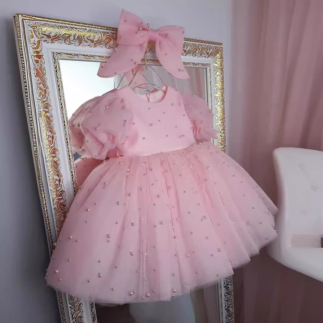 Cross-border girls' dress short-sleeved children's host piano performance dress girl birthday flower girl tutu princess dress