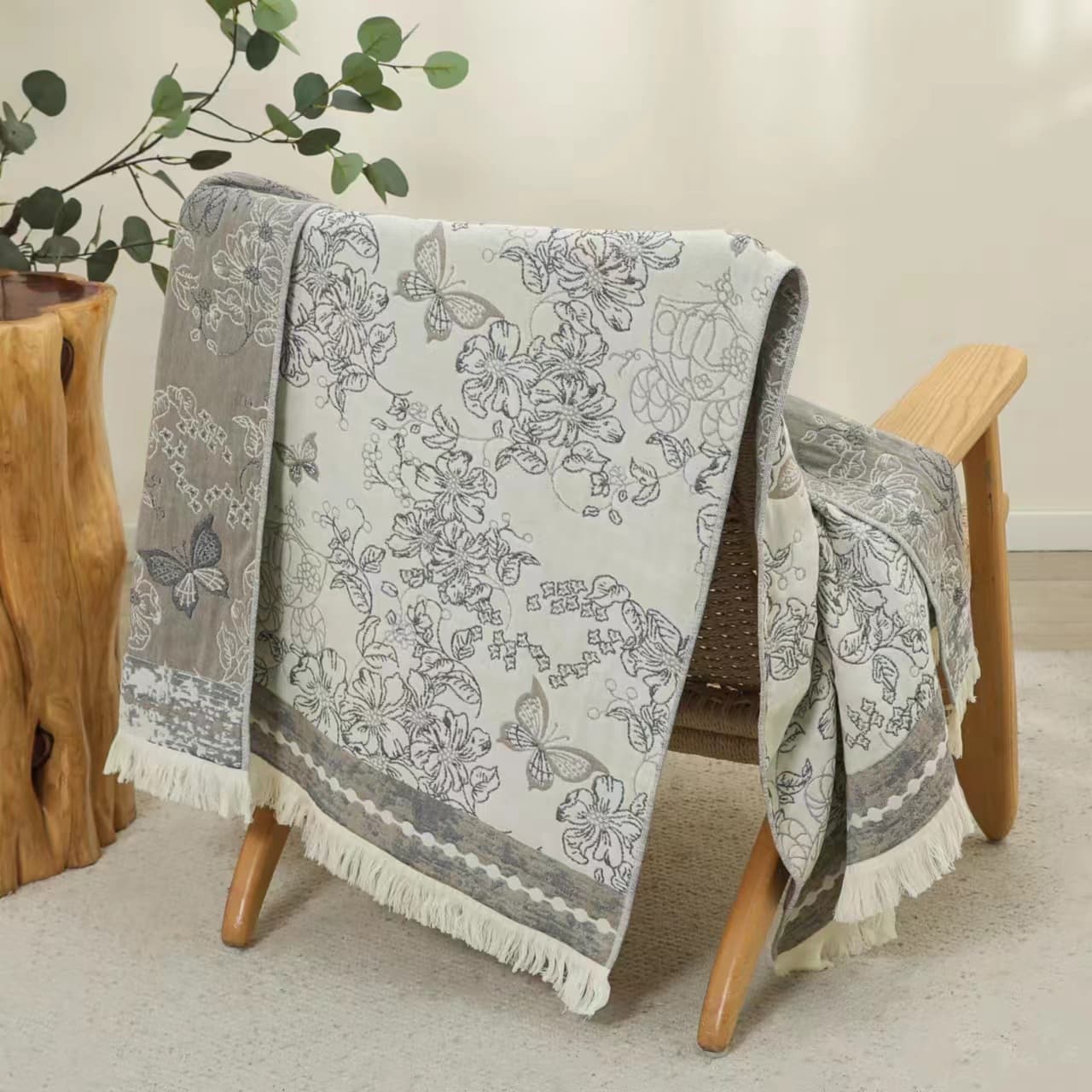 Hemp Bath Towel 4-Layer Gauze Jacquard Cotton-Linen Nap Blanket Custom Logo Gift Order Sofa Towel Bath Towel