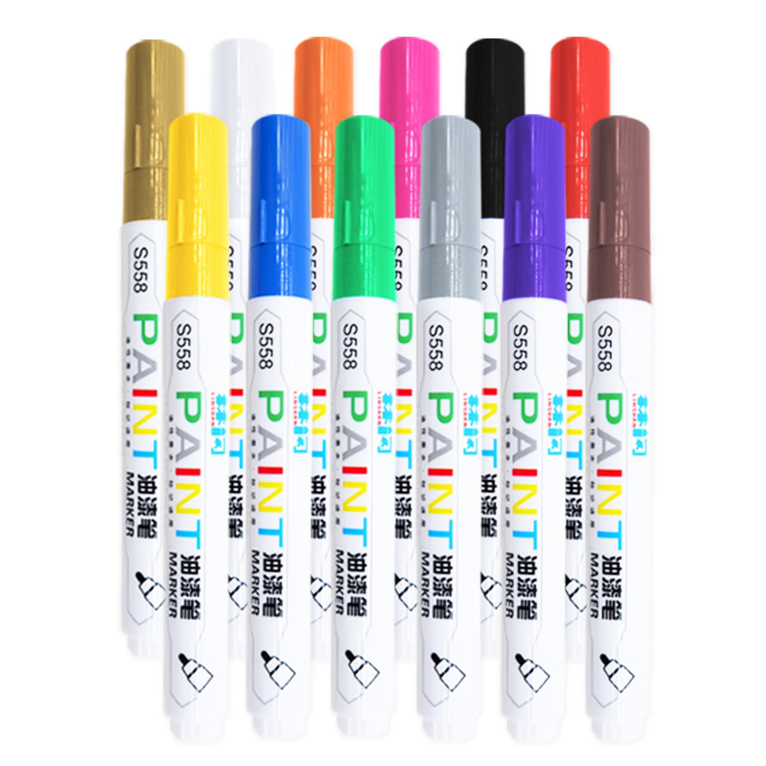 Paint Marker S558 White Oil Tire Black Marker Gold Tombstone Waterproof Marker Shoes Balloons Graffiti