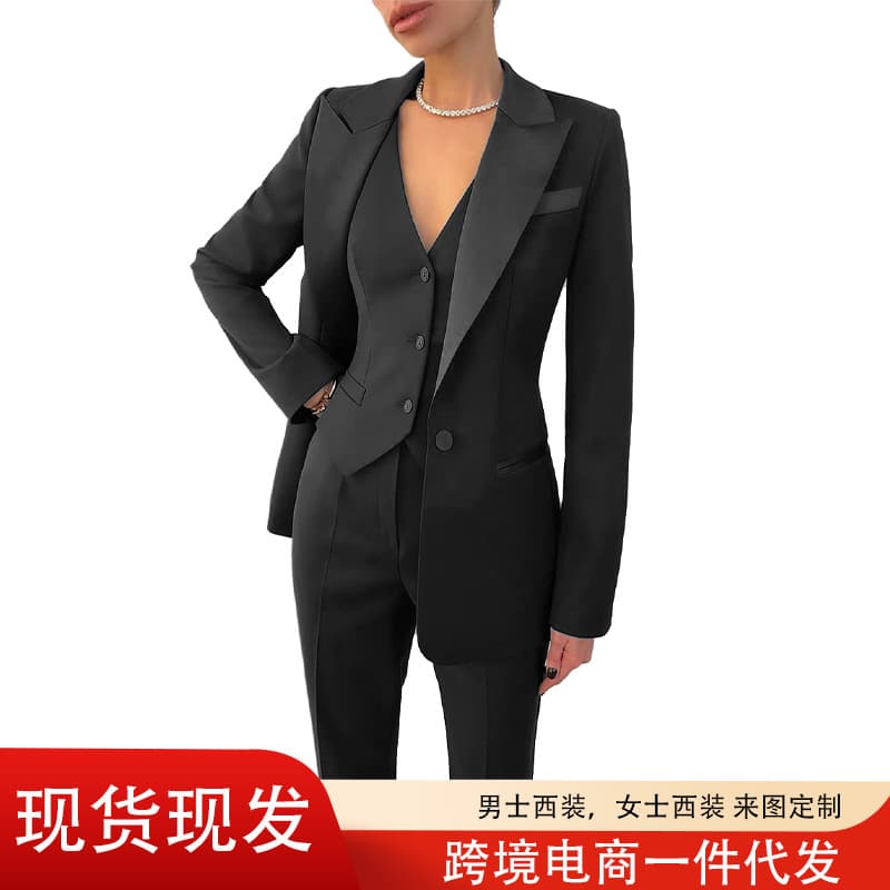 Ladies' Business Casual Three-Piece Suit Slim Fit Long Sleeve Polyester Fiber Comfortable Commute Style Classic Notch Collar