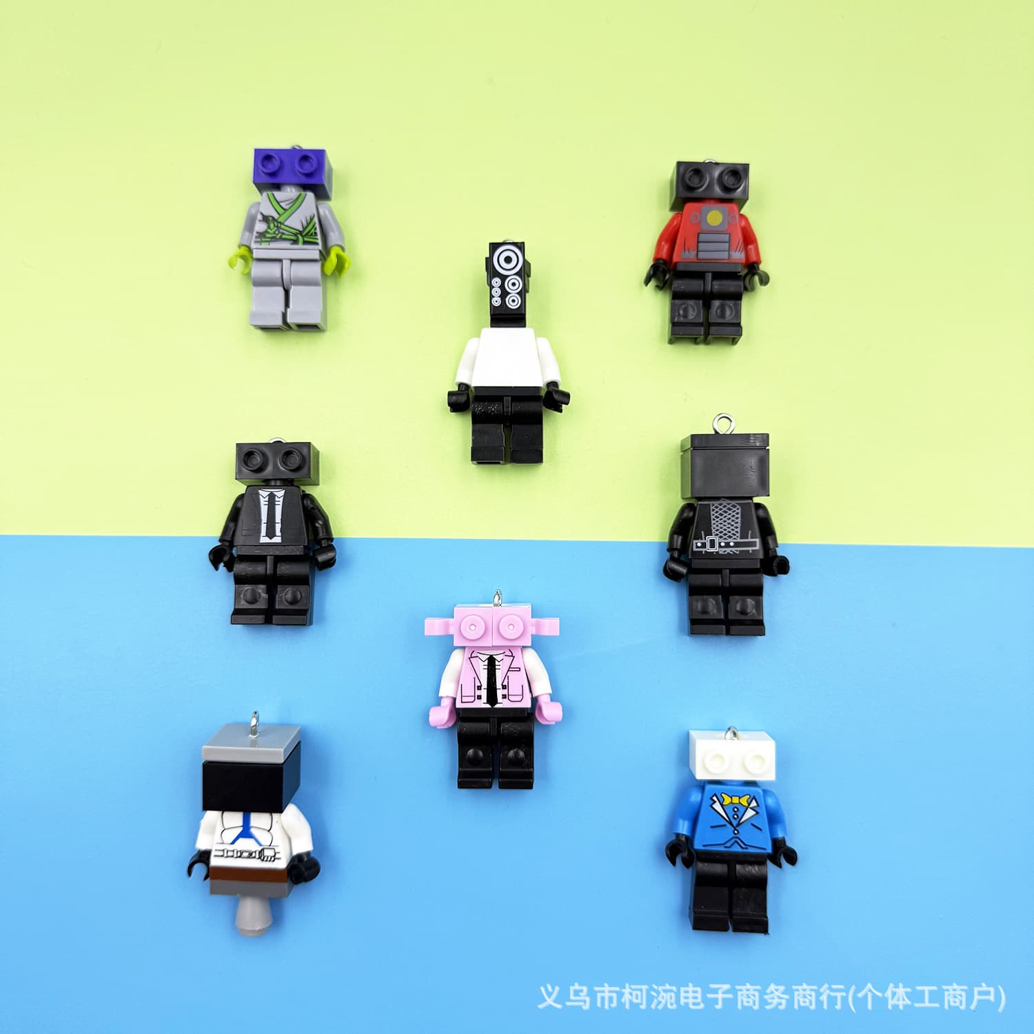 Temu Building Block Keychain Pendant TV Man Surveillance Man Building Block Toilet Man Figure Assembly Toy Boy Gift