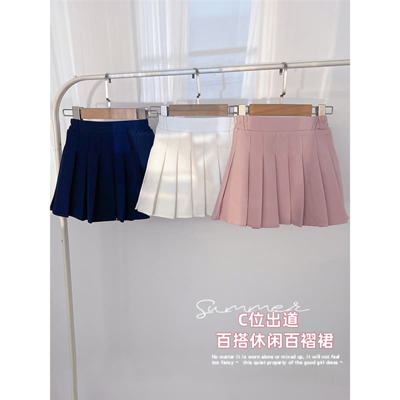Girls' pleated skirt, white new style for spring and summer, baby's short skirt, tennis skirt, fashionable summer