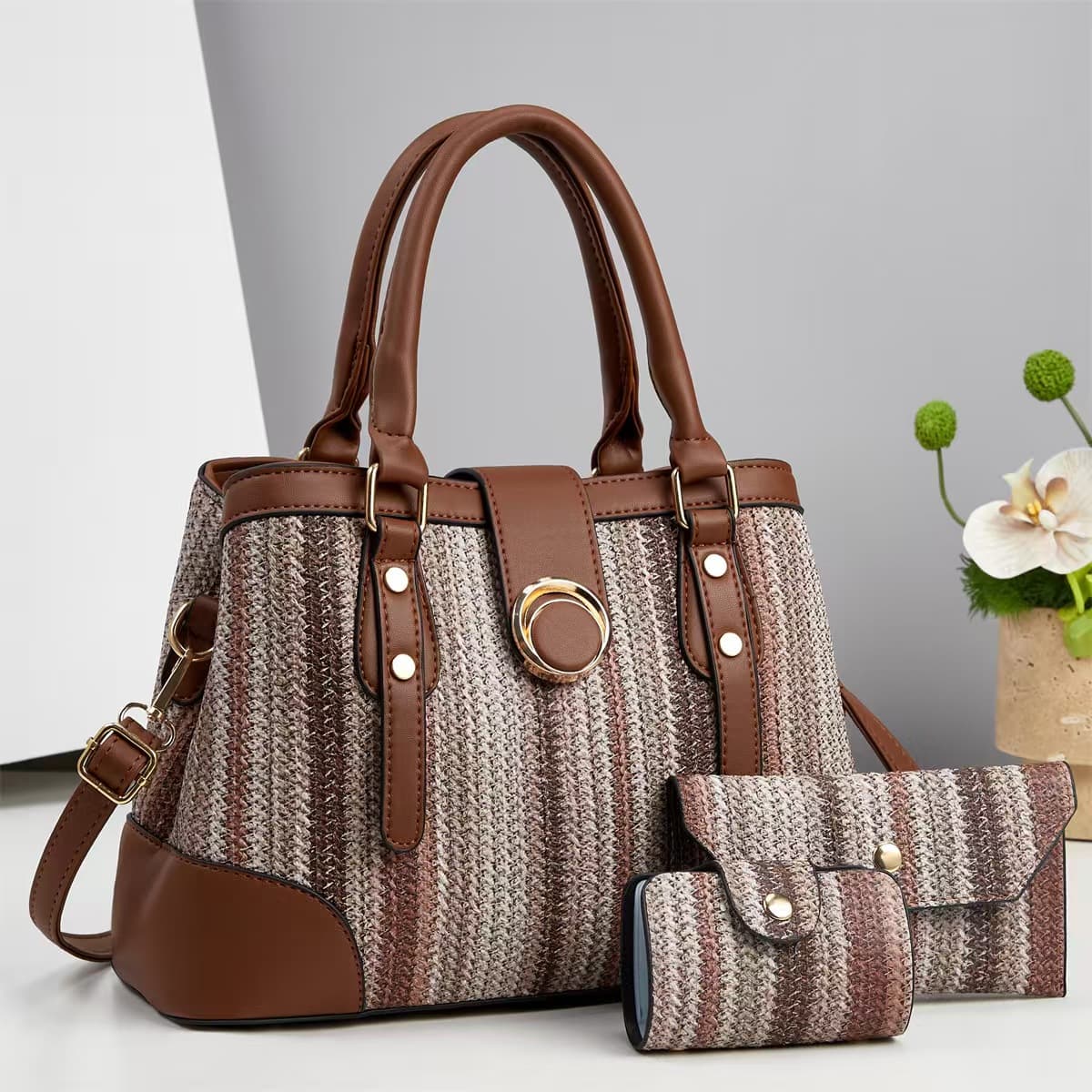 Women's Bags 3-Piece Set, New Large Capacity Handbag, Trendy Shoulder and Crossbody Bag for Women