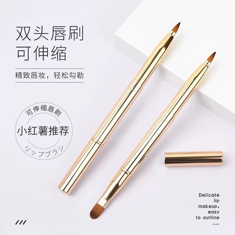 Dual-purpose Lip Brush Retractable Lipstick Brush Girl's Portable Eyebrow Brush with Cover Makeup Brush Concealer Brush Lip Liner