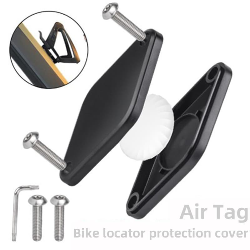 FindMy Certified Bicycle Tracker Anti-Loss Device with Cup Holder Mount Protective Cover, Black