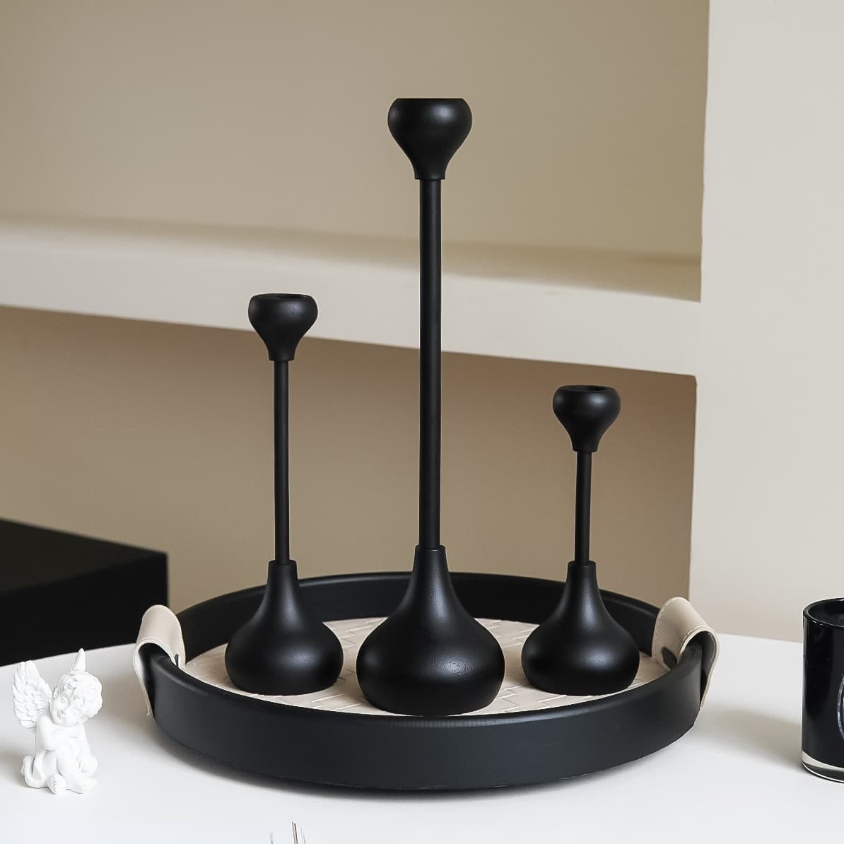 Water drop candle holder wholesale retro solid wood candle holder decoration aromatherapy candle romantic meal French dinner table side cabinet ornaments
