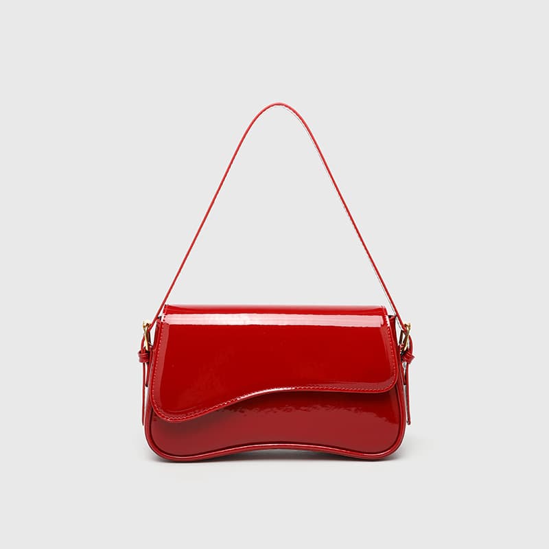 Cross-border fashion bags, patent leather women's shiny simple macaron color shoulder bag, niche design sweet and cool hot girl bag
