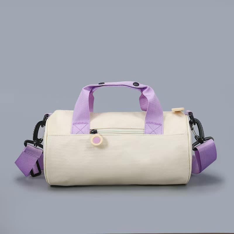 Cylinder Travel Duffel Bag for Men, Textured Oxford Fabric Hand Luggage, Lightweight Crossbody Sports Tote