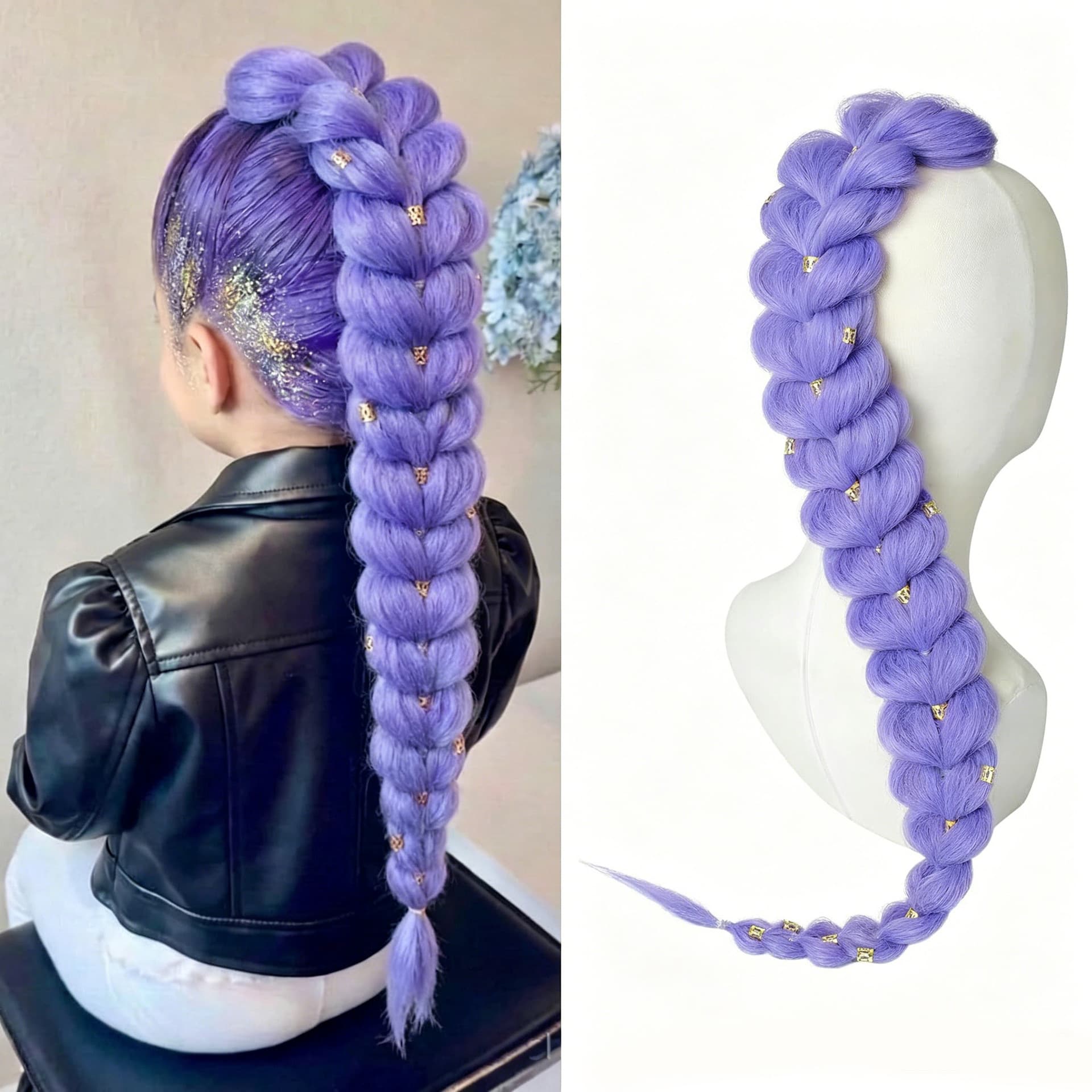 Lumi Witch Hunt Purple Twist Hair Extension Ponytail Elastic Band Factory Direct Stock Trendy Bubble Braid