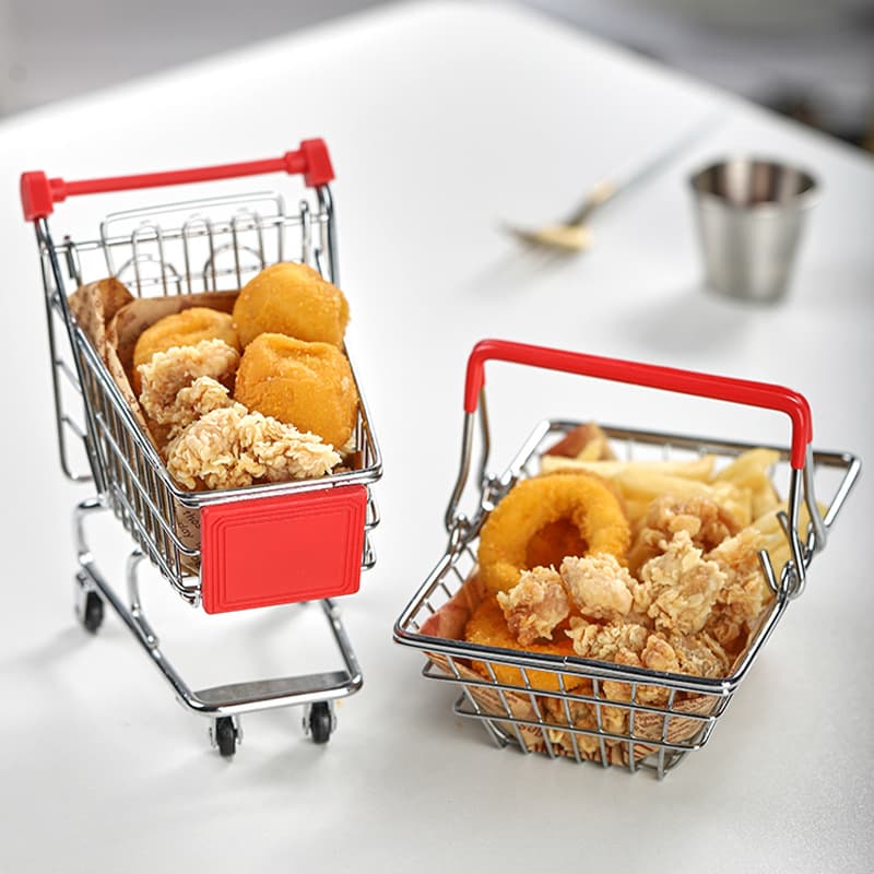 Erlifan creative tableware, fast food restaurant, hotel, iron mini shopping cart, shopping basket, French fries, fried chicken