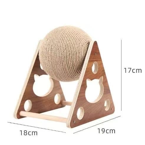 Solid Wood Multi-Layer Sisal Rope Cat Tree with Scratching Board, Post, and Ball for Claw Sharpening