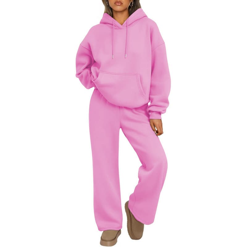 New European and American Cross-Border Autumn/Winter Set Casual Hoodie Sweatshirt with Extra Wide Leg Pants Sportswear Set in Stock