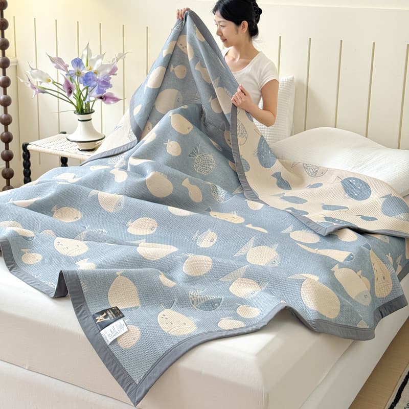 Pure cotton three-layer gauze towel quilt, cotton summer towel blanket, office nap blanket, summer cool quilt, single air-conditioned blanket