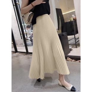 Classic Pleated Skirt Summer Long Skirt Pleated Skirt Autumn Summer New High Waist Elegant Slimming Versatile Skirt for Women