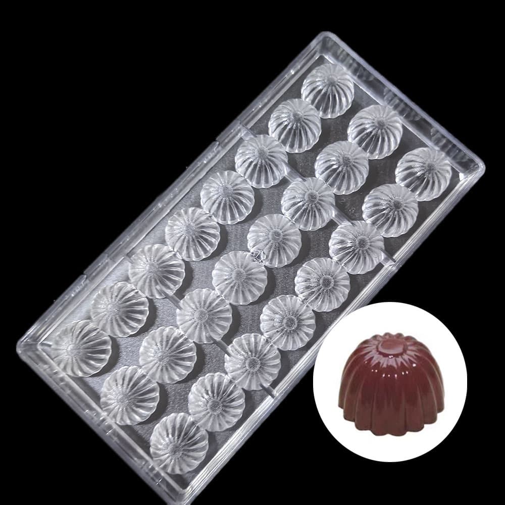 Small ribbed flower chocolate mold, anti-fall PC mold, chocolate mold, chocolate DIY mold 2184