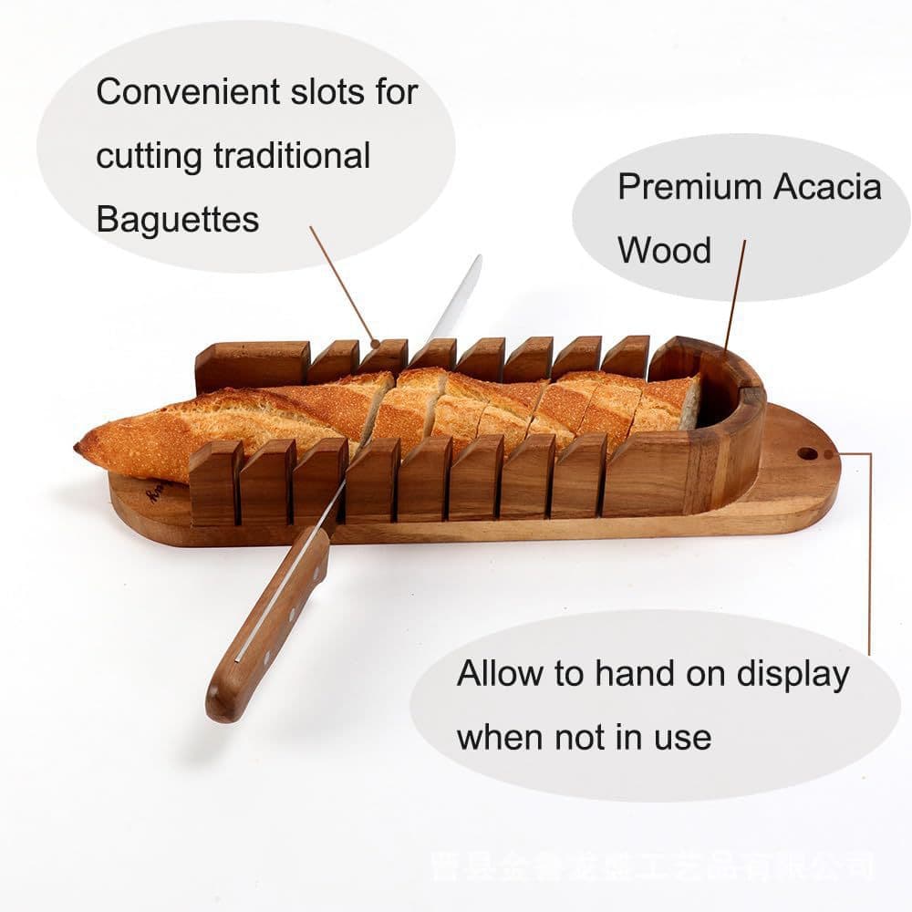 Cross-Border Bread Slicing Tray Solid Wood Cake Shop Baking Bread Baguette Segmented Slicing Tray Kitchen Gadgets