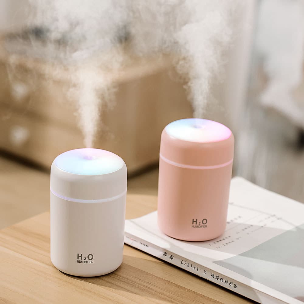 Car Humidifier, Home Office Desk Colorful Cup Mini USB Large Mist Output Air Purifier with Running Light Humidifier