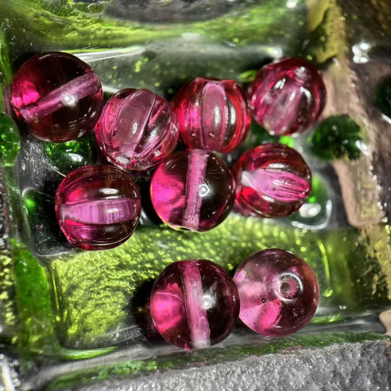 Pure Handmade Glass Imitation Tourmaline Loose Beads Card 12mm Single Bead DIY Round Bead Necklace Jewelry Gemstone Red