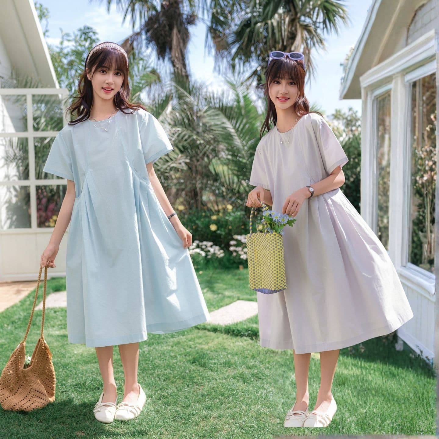 Girls' Summer Dress for Middle School Students, Loose Short Sleeve Princess Dress, Cotton Fabric, Fairy Dress for Students