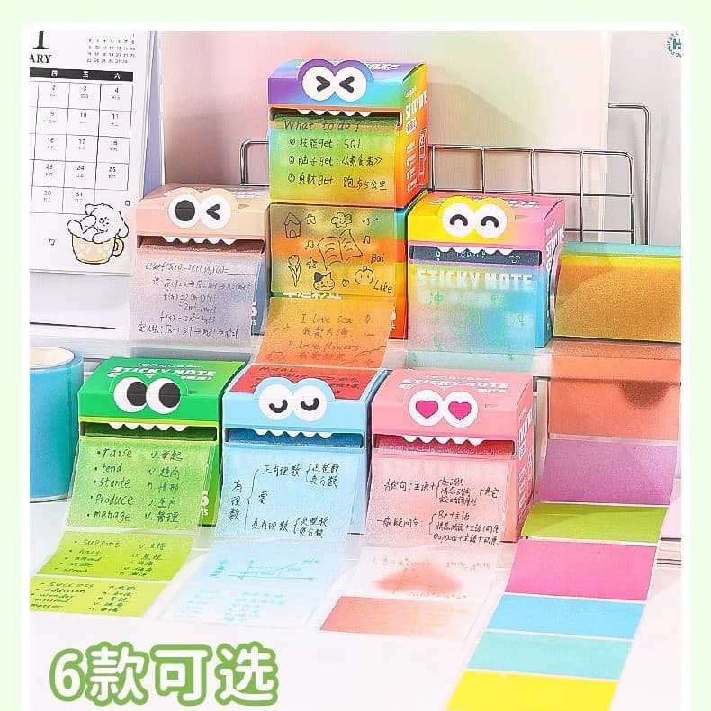 Gradient pull-out sticky notes, high appearance, cute pearlescent transparent sticky notes, student exam notes, fully adhesive sticky notes