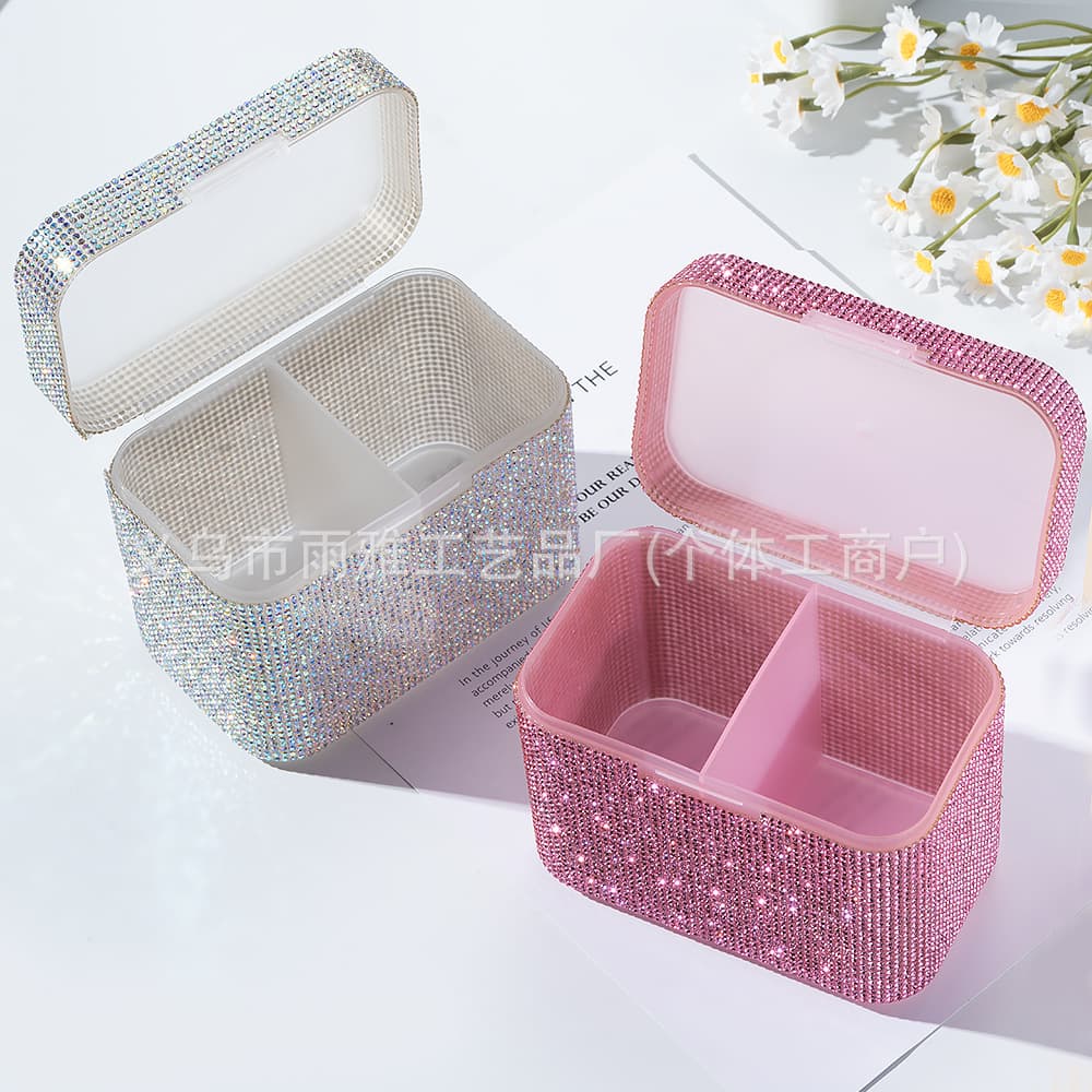 Rhinestone Desktop Ornament Cosmetic Storage Box Stackable Divided Storage Box Minimalist Drawer Organizer