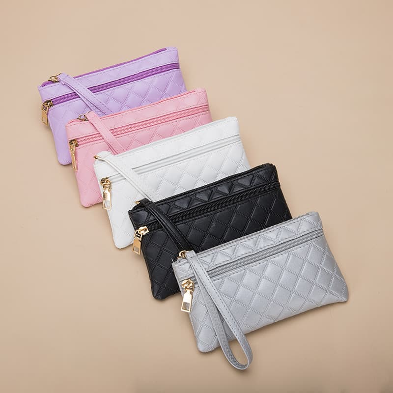 New Quilted Wallet for Women Long Style Fashion Casual Large Capacity Double Zipper Clutch Bag with Phone Pocket and Coin Compartment