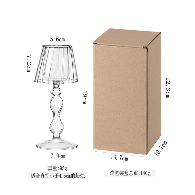 European Vintage Glass Candle Holder, Transparent Umbrella-Shaped Twisted Design, Romantic Candle Holder, Creative Decorative Piece for Living Room Furniture