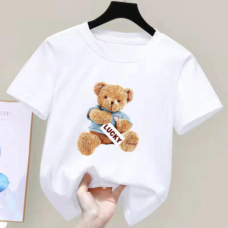 100% Pure Cotton Girls' T-Shirt Short-Sleeved Summer Wear 2026 New Style Kids' Cartoon Tops for Middle and Large Kids, Boys' Half-Sleeved T-Shirts