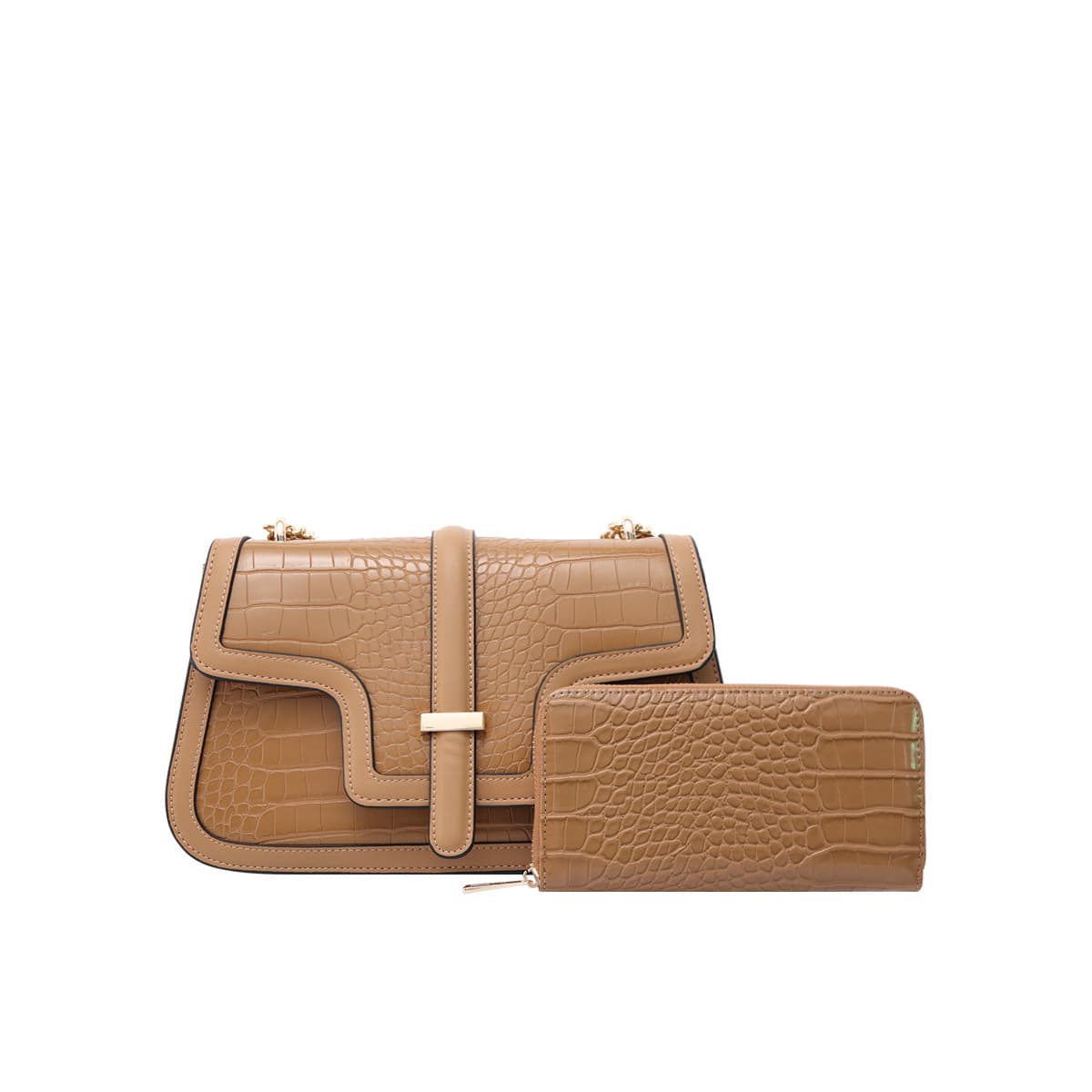 Single Shoulder PU Crocodile Pattern Saddle Bag Vintage Crossbody Small Square Bag Custom Mother-Child Set Travel Bag