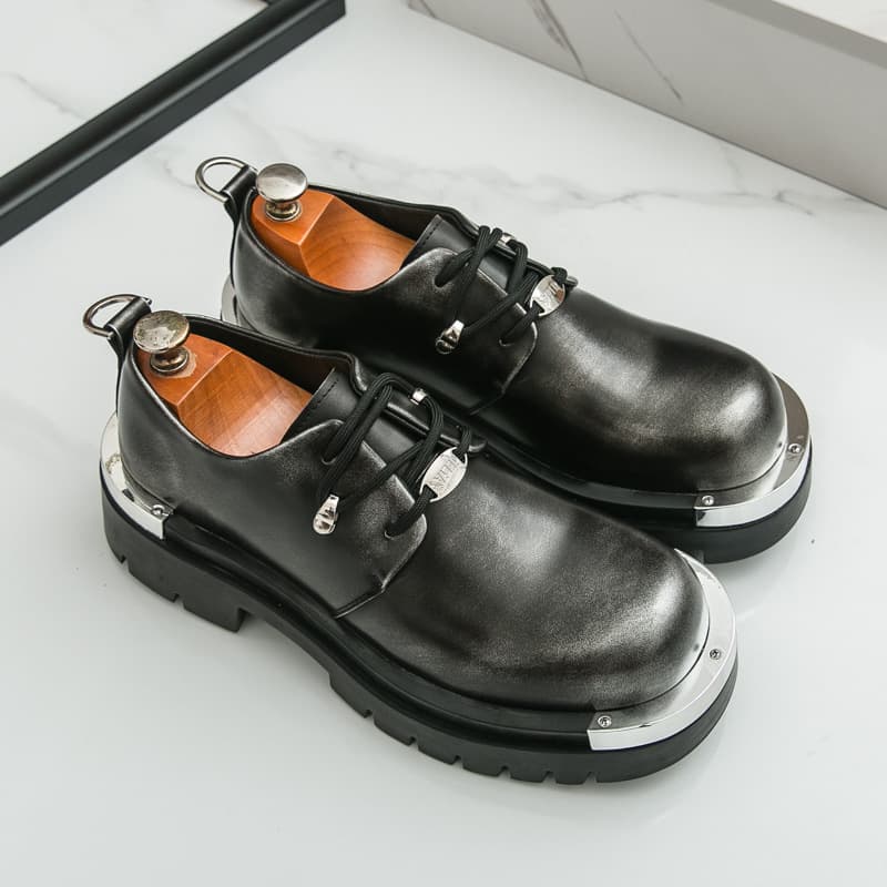 2025 Autumn Cross-Border Derby Shoes, Thick-Soled, Height-Increasing, Versatile, Casual, Business, British Style, High-Quality Leather Shoes