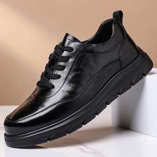 2026 New Men's Casual Leather Sneakers, Top Layer Cowhide, Low-Top Lace-Up Fashion Shoes, Commuter Shoes