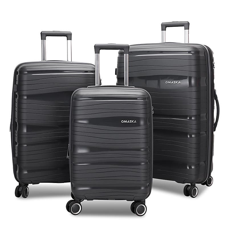 Cross-border Custom PP Hard Shell Luggage Travel Suitcase 20 24 28 Set PP Travel Suitcase with Anti-theft Password Lock